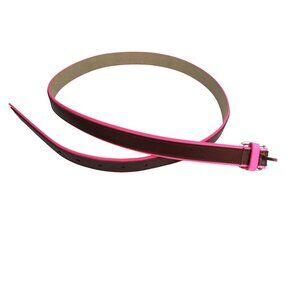 Aeropostale Womens Large Leather Belt Brown Pink With Silver Buckle 44"